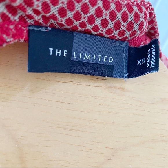 The Limited Orange Red Pattern Blouse Top 70s Look See-Through 3/4 Sleeve Sz XS - Picture 3 of 13